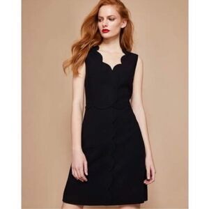 Ted Baker 14 (5) Black Rubeyed Scalloped Trim Sleeveless Shift Dress